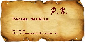 Pénzes Natália névjegykártya
